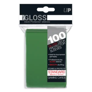 “Ultra PRO PRO‑Gloss Standard Deck Protector Sleeves Groen – glanzende voorkant en matte achterkant voor standaardformaat kaarten”
