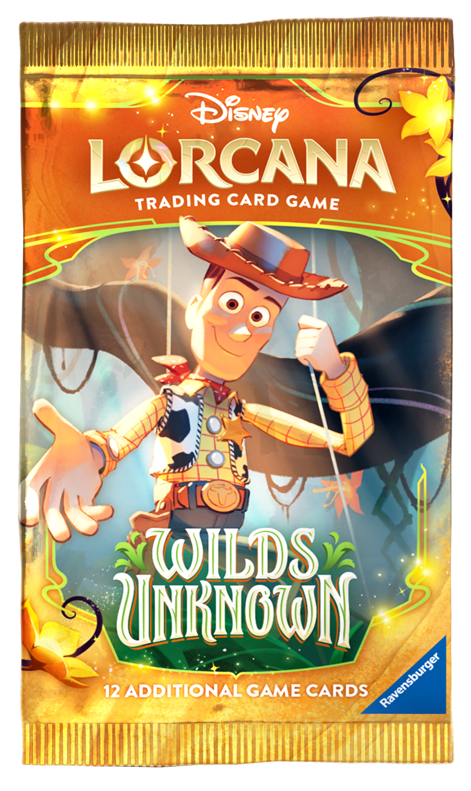 Disney Lorcana Wilds Unknown Booster – verpakking met mysterieuze Disney‑figuren en Wilds Unknown thema