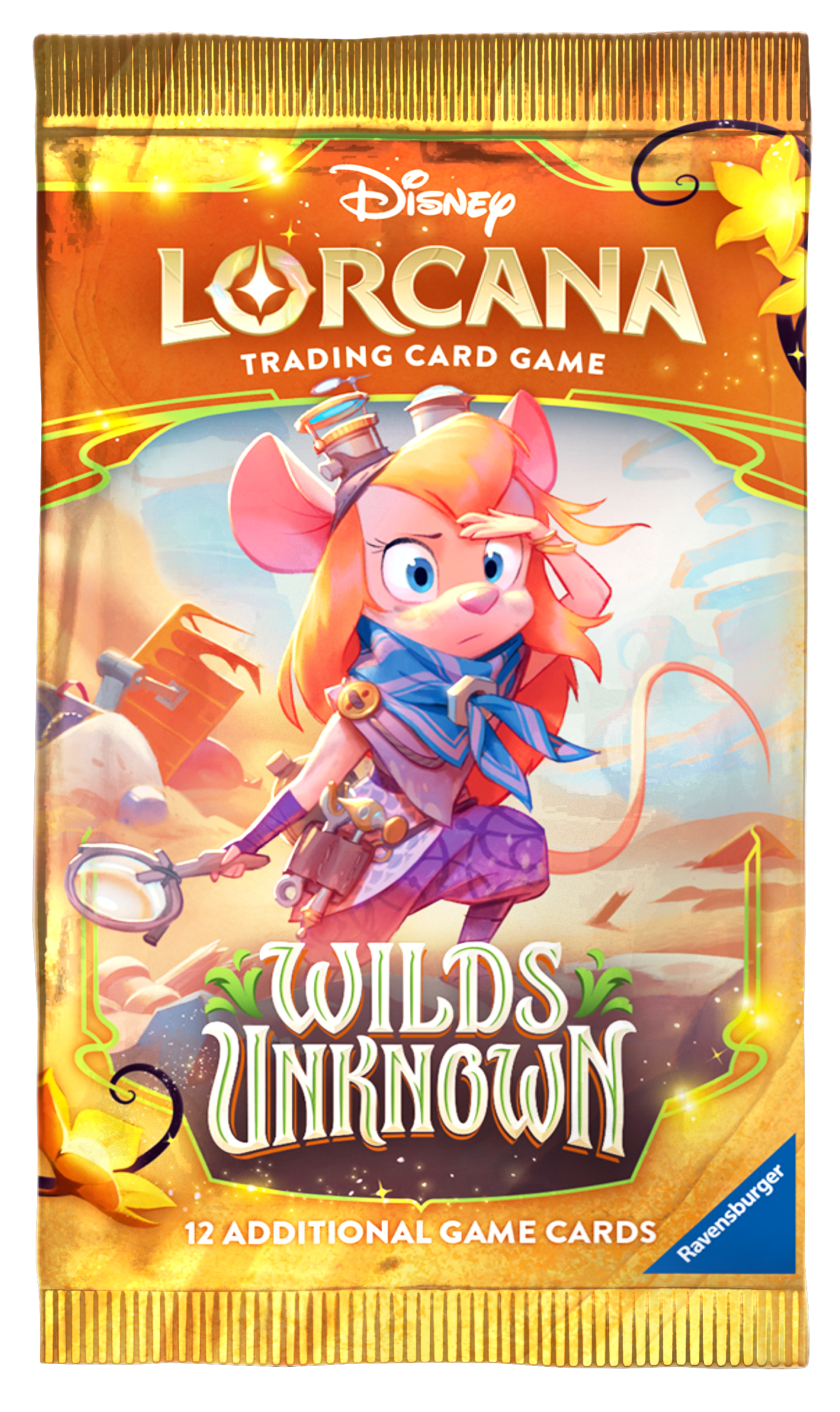 Artwork van Disney Lorcana Wilds Unknown Booster Pack – magische en ongetemde Lorcana stijl