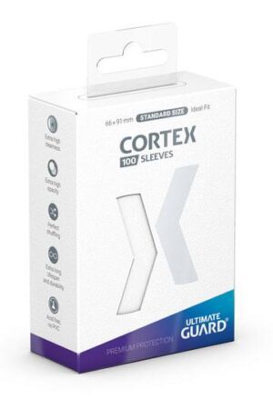 Ultimate Guard Cortex Sleeves Standard Size – witte sleeves met achterkant en heldere voorkant, 100 stuks.