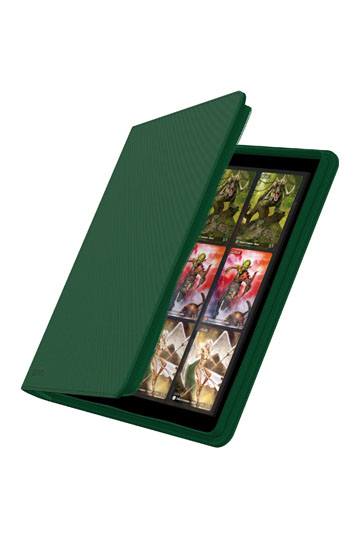 Zipfolio 480 Green half open — Half geopende Ultimate Guard Zipfolio 480 Green met zicht op Xenoskin‑textuur en binnenpagina’s